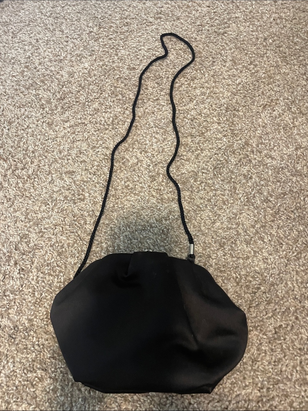 Kate Landry Black Satin Crossbody or Clutch Evening Bag